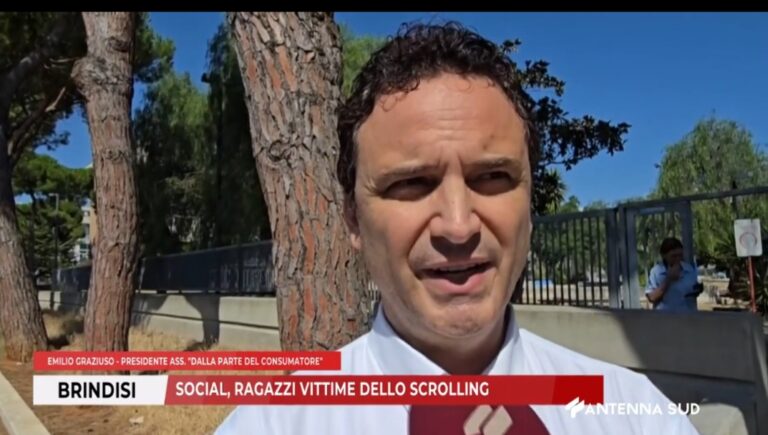 “Antenna Sud” 23 luglio 2026 intervista all’avv. Emilio Graziuso su scrolling compulsivo e monitoraggio “Dipendenza da social”