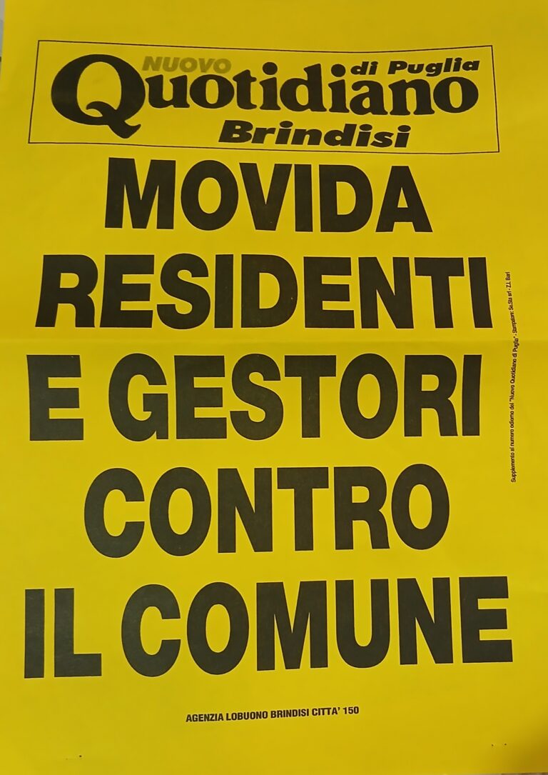 BRINDISI: “MALA MOVIDA”. Nessun protocollo di intesa, i residenti pronti all’azione legale.